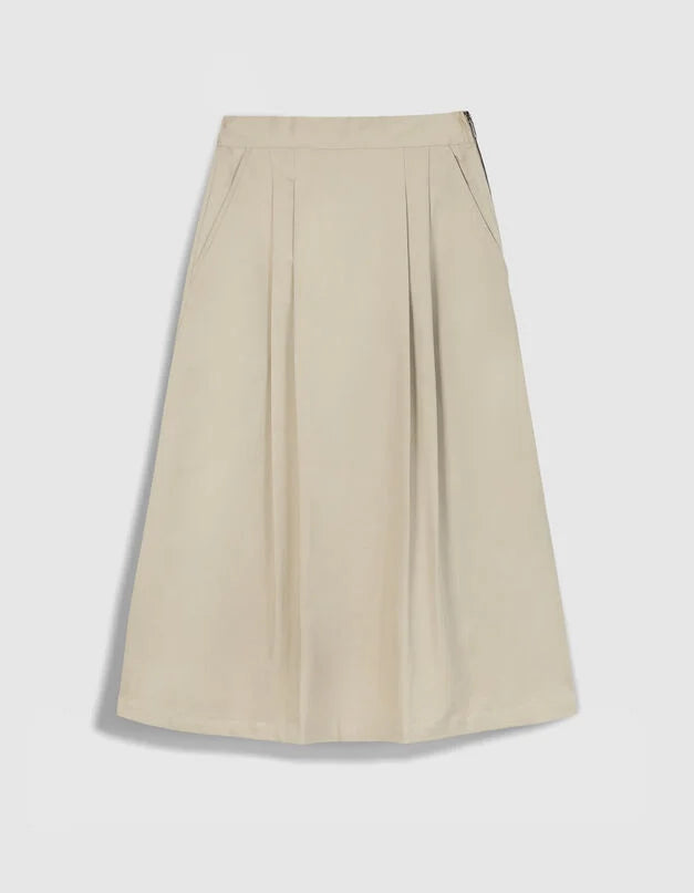 Jupe midi beige