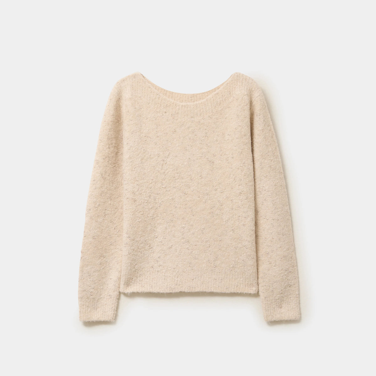 Pull col rond beige